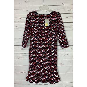 Boden Women's Size 2P 2 Petite Navy Pink 3/4 Sleeve Violette Dress NEW With TAGS